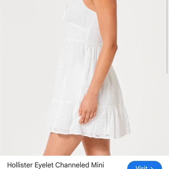 Hollister Eyelet Channeled Mini Dress. Y2K inspired. 100% cotton. Milkmaid. XS - Picture 2 of 14